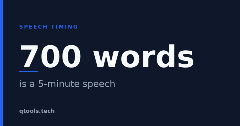 A 5-minute speech is about 700 words at an average speaking pace