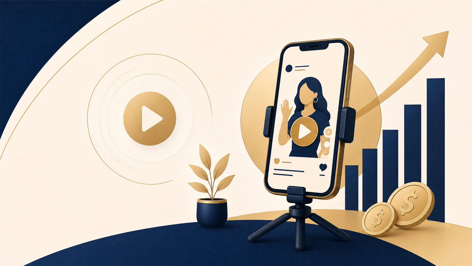 Short-form video creator setup with analytics bars illustrating YouTube Shorts earnings